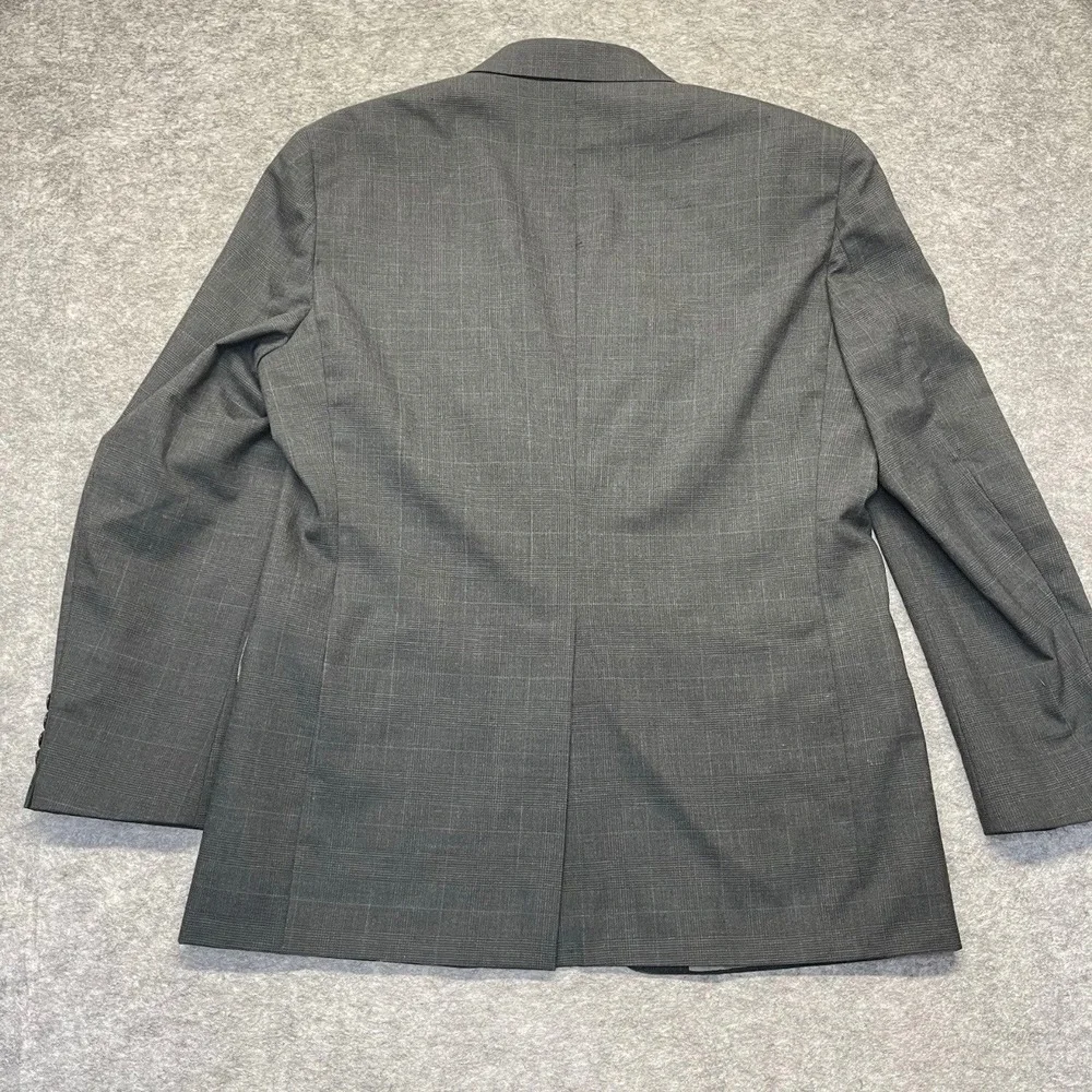 Hill & Archer Blazer Mens 44R Glen Plaid Two Button Gray Check Jacket